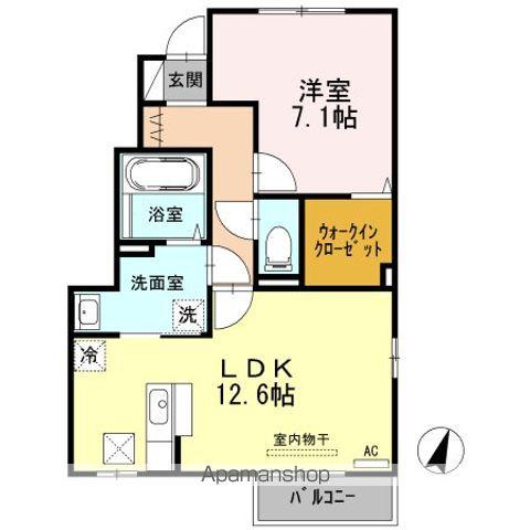 ハックベリー(1LDK/1階)の間取り写真