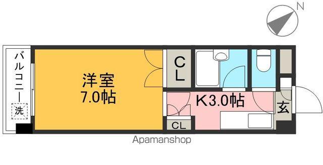 ジョイフル若草(1K/1階)の間取り写真