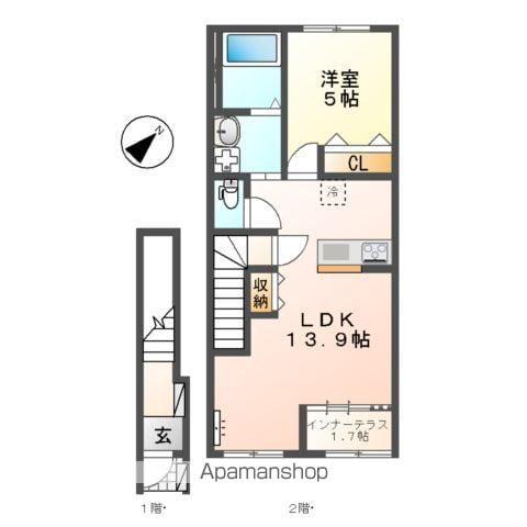 守山区中志段味アパート(1LDK/2階)の間取り写真