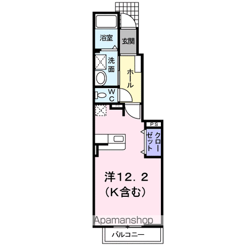 フォーゲルA(ワンルーム/1階)の間取り写真