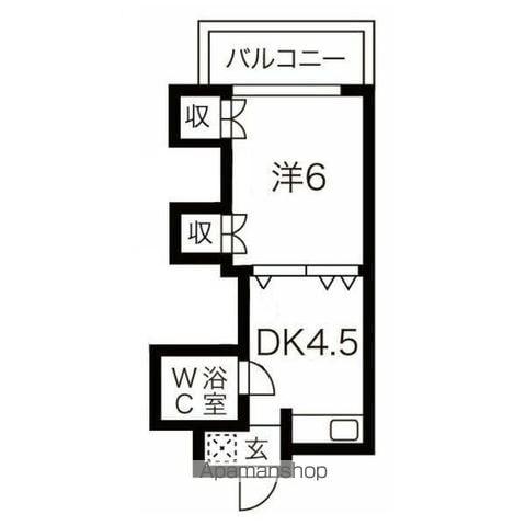 エルムハイデンス(1DK/3階)の間取り写真
