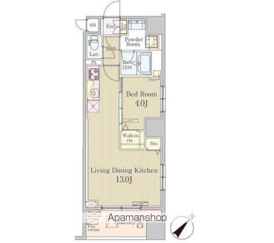 クレール日本橋(1LDK/12階)の間取り写真