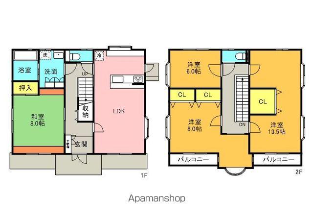 常磐線 いわき駅 バス乗車時間:30分 船戸団地バス停で下車 徒歩6分 2階建 築26年(4LDK)の間取り写真