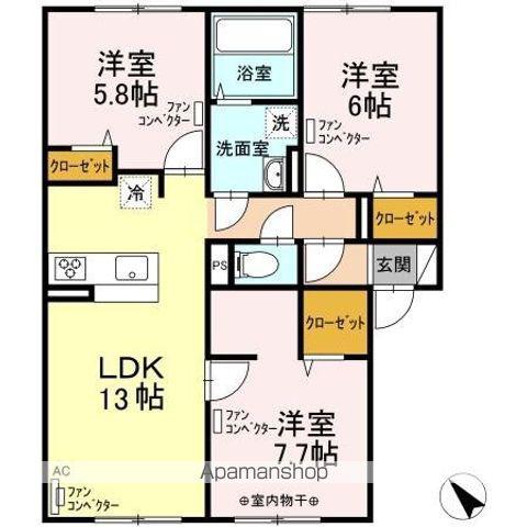 コンフォート平岡(3LDK/2階)の間取り写真