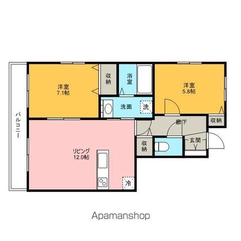 グランドールⅢ(2LDK/1階)の間取り写真