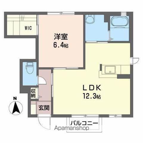 トリプルエイト(1LDK/1階)の間取り写真