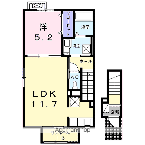 パークヒルズ新発田Ⅰ(1LDK/2階)の間取り写真