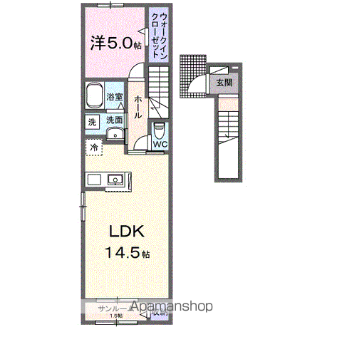 メゾンラテ稲葉(1LDK/2階)の間取り写真