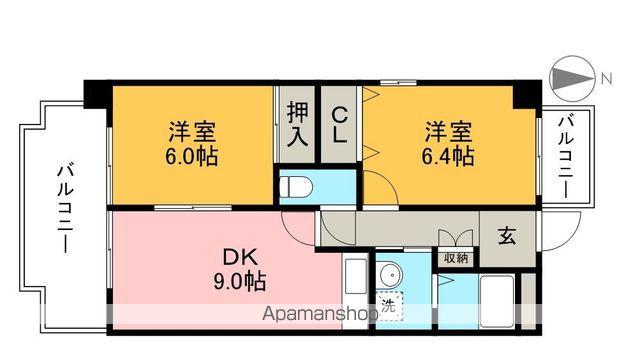 オリオンハイツ一ツ橋(2DK/4階)の間取り写真