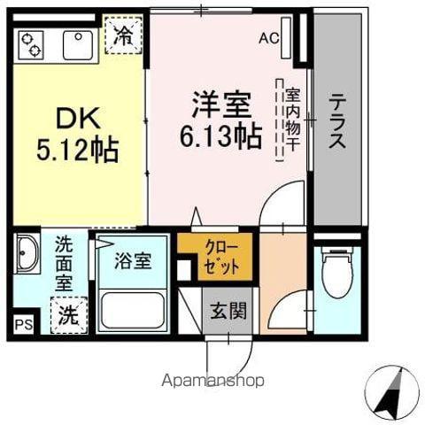 アナシエ南篠崎町II(1DK/1階)の間取り写真