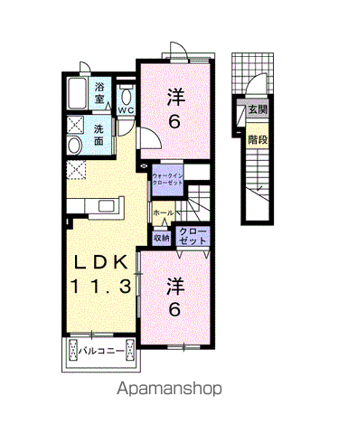 REST WOOD 2(2LDK/2階)の間取り写真