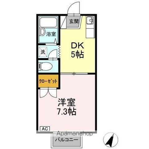 COZY SPOT Ⅰ(1DK/2階)の間取り写真