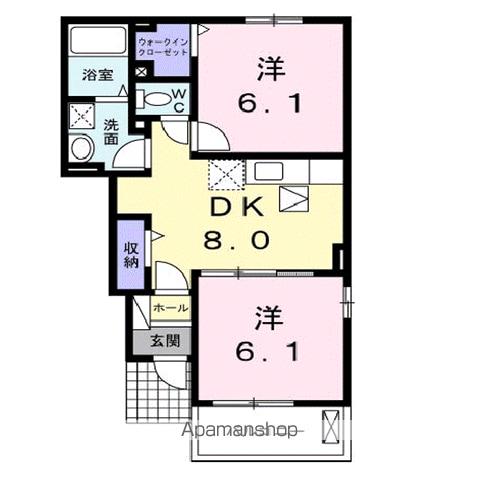 ブランシュ プロスペレC(2DK/1階)の間取り写真