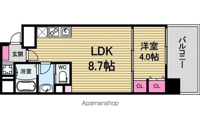 ブエナビスタ上町(1LDK/9階)の間取り写真