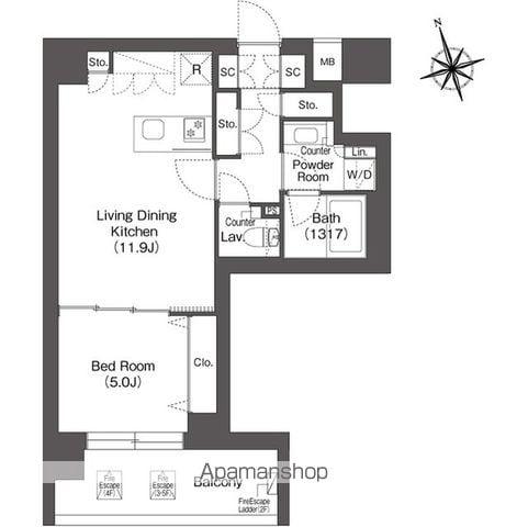 ルーウェ東大泉(1LDK/4階)の間取り写真
