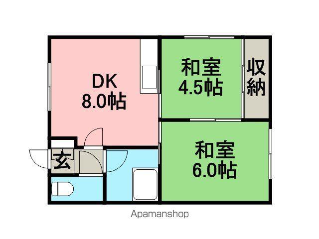 北陽ハイム(2DK/2階)の間取り写真
