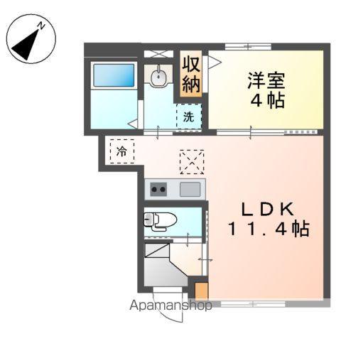 ガルデ寒川(1LDK/1階)の間取り写真
