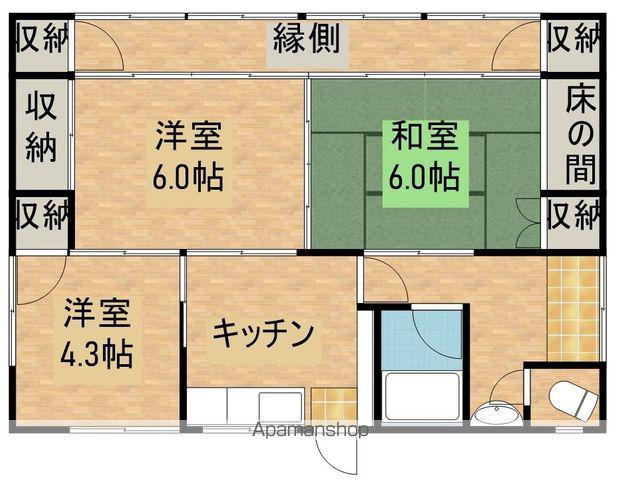 日豊本線 宮崎駅 バス乗車時間:33分 下高岡バス停で下車 徒歩4分 1階建 築54年(3K)の間取り写真