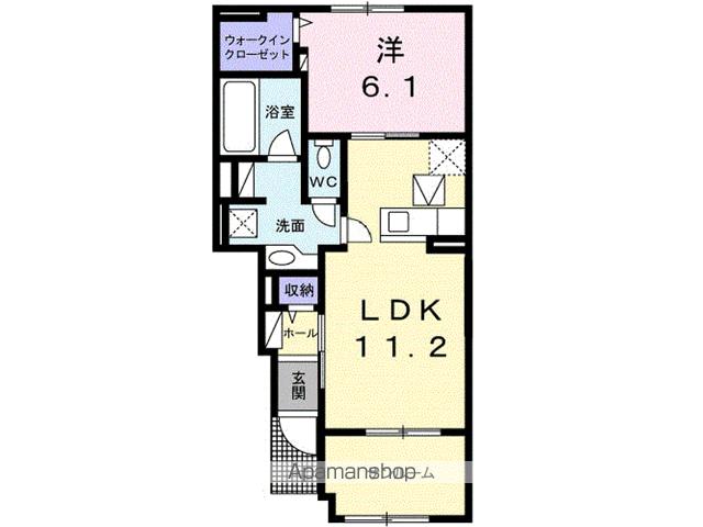 LUCE つくばB棟(1LDK/1階)の間取り写真