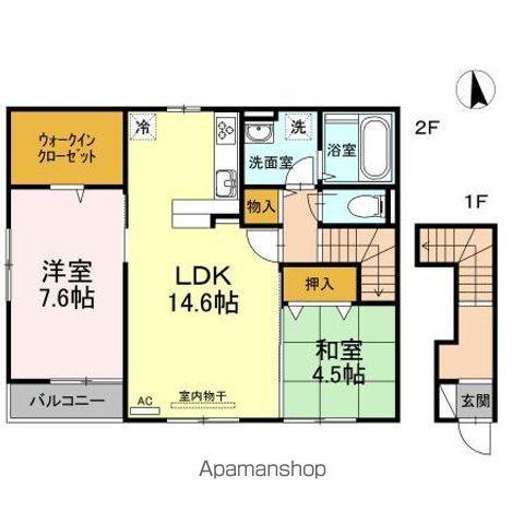 高徳線 木太町駅 徒歩13分 2階建 築8年(2LDK/2階)の間取り写真