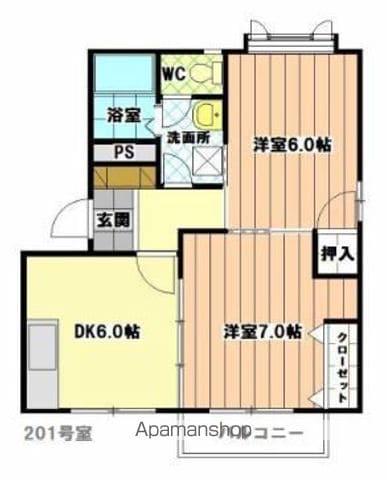 レークサイドヒルズ(2DK/2階)の間取り写真