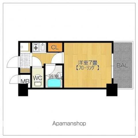 ピュアドームグラース天神(1K/3階)の間取り写真