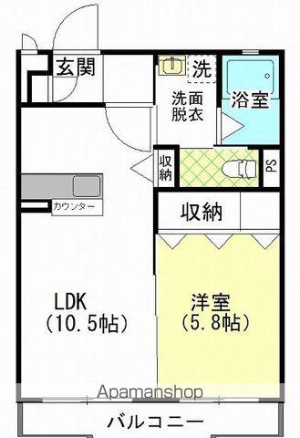 ティエドゥール知手 北棟(1LDK/1階)の間取り写真