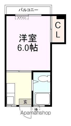 コーポヒラキ工学部B(1K/2階)の間取り写真