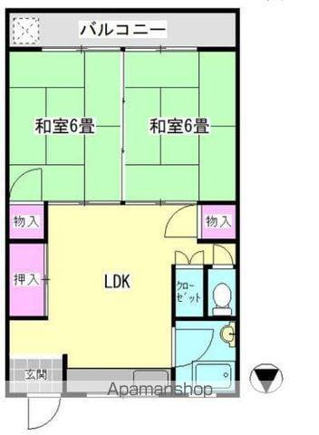 ドルフィン屋島(2LDK/3階)の間取り写真