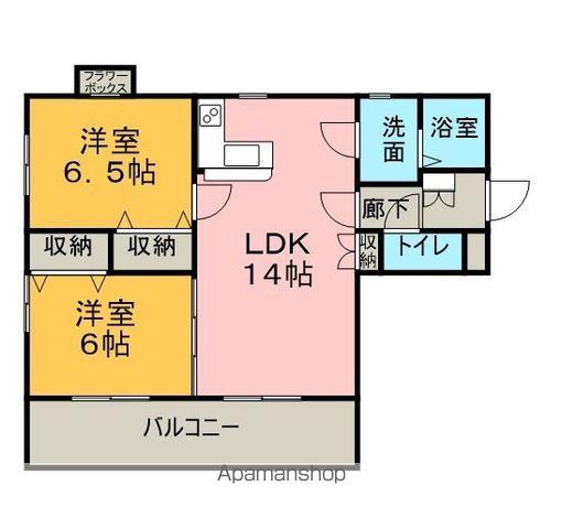 メヌエット(2LDK/1階)の間取り写真