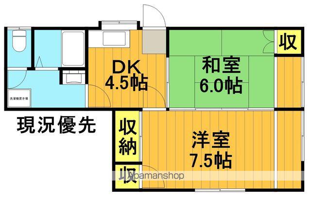 ガーデンホーム(2DK/1階)の間取り写真