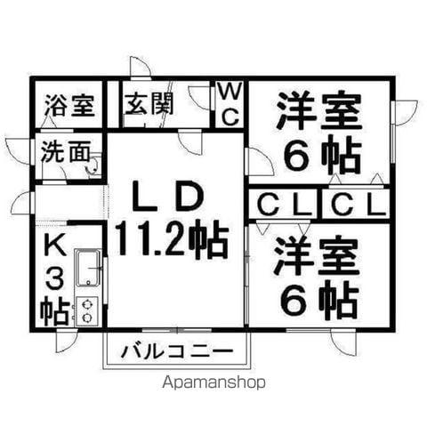 モダンラピュタ(2LDK/3階)の間取り写真