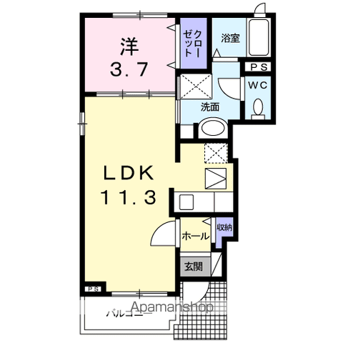 アンジュコリーヌ(1LDK/1階)の間取り写真