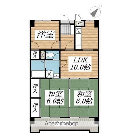 江藤ビル(3LDK/4階)の間取り写真