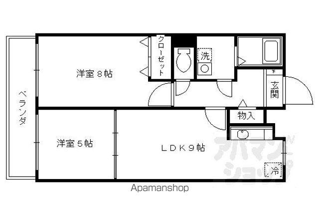 ガーデンヒル鳴滝(2LDK/1階)の間取り写真