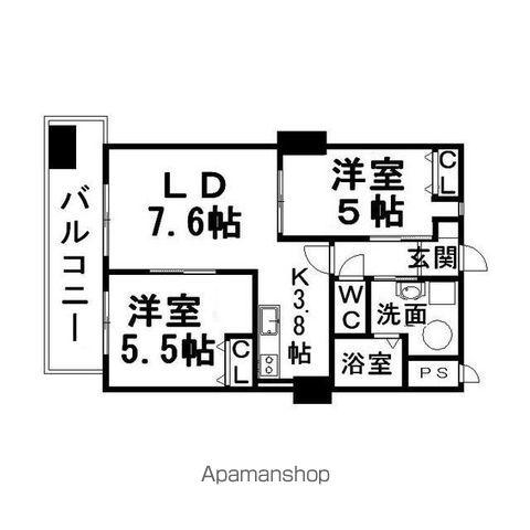 エターナルアイランドパレス(2LDK/7階)の間取り写真