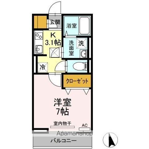 アシャンティ高砂(1K/1階)の間取り写真