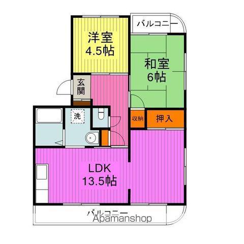 ツインコート西須賀 A(2LDK/2階)の間取り写真
