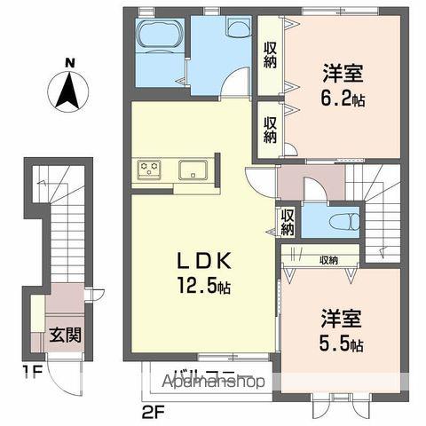 シャーメゾン・ミモザ(2LDK/2階)の間取り写真