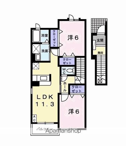 ブライド・ハウスB(2LDK/2階)の間取り写真