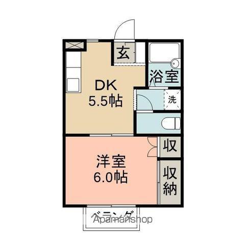 ソレイユ(1DK/2階)の間取り写真