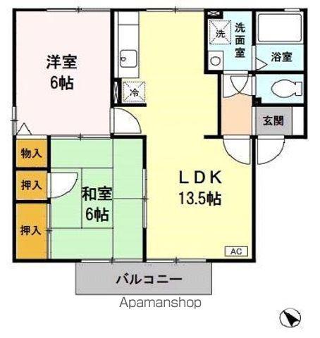 エレガンス(2LDK/1階)の間取り写真