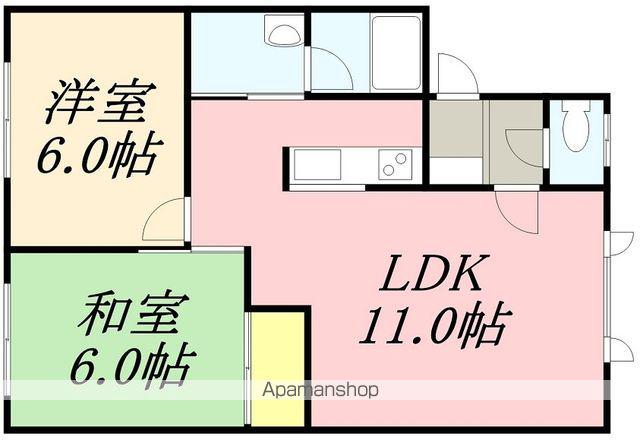 エクセレント美原(2LDK/2階)の間取り写真