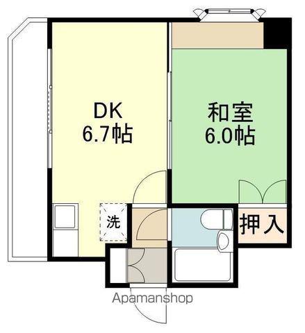 チサンマンション花京院(1DK/8階)の間取り写真