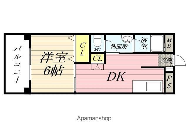 一倉ビル(1DK/5階)の間取り写真
