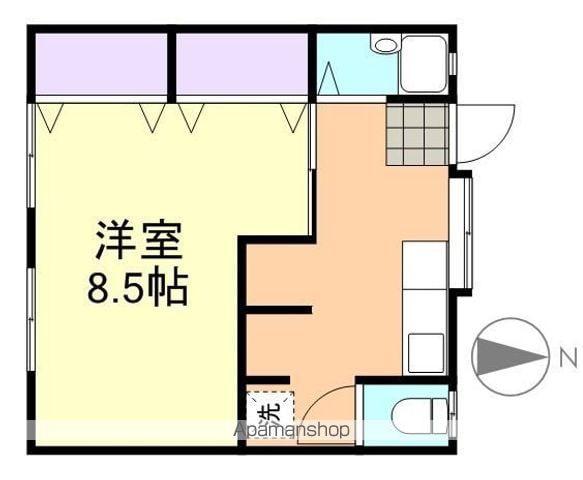 向陽荘 西(1K/1階)の間取り写真