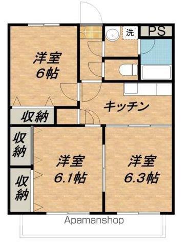 アプリコット(3DK/2階)の間取り写真