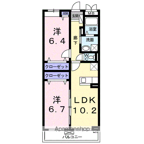 インシャラハイムK(2LDK/1階)の間取り写真