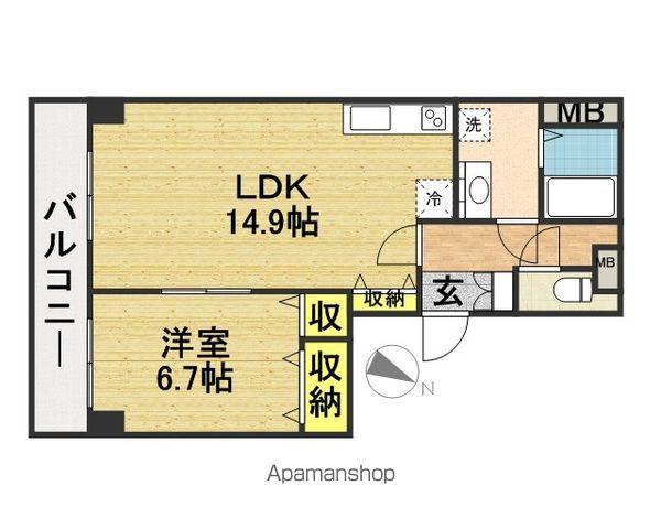 ソリッド大橋(1LDK/2階)の間取り写真
