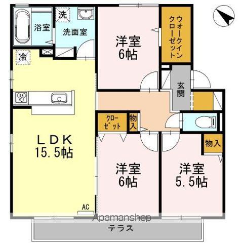 モアレフィナード A棟(3LDK/1階)の間取り写真